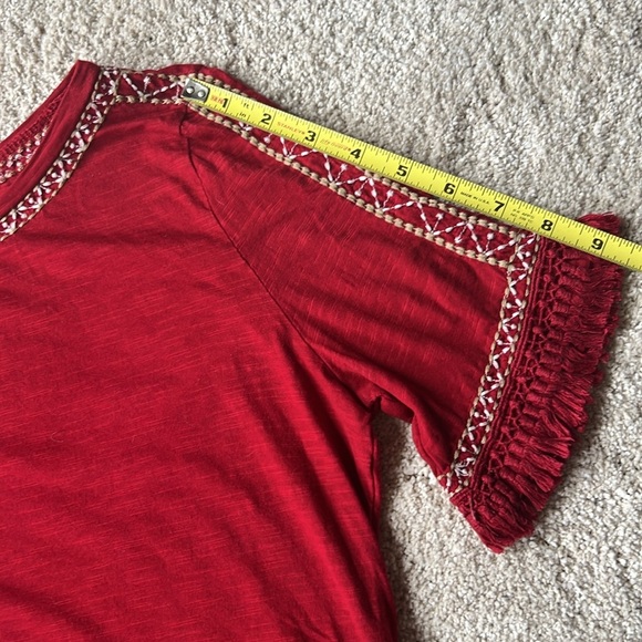⭐️BOGO FREE⭐️ LOFT Red Ruffled Short Sleeve T-Shirt - Picture 8 of 8